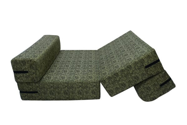 Sofa Cum Bed - Premium Foam - Green Metallic Fabric – Foldable, Space-Saving, and Comfortable