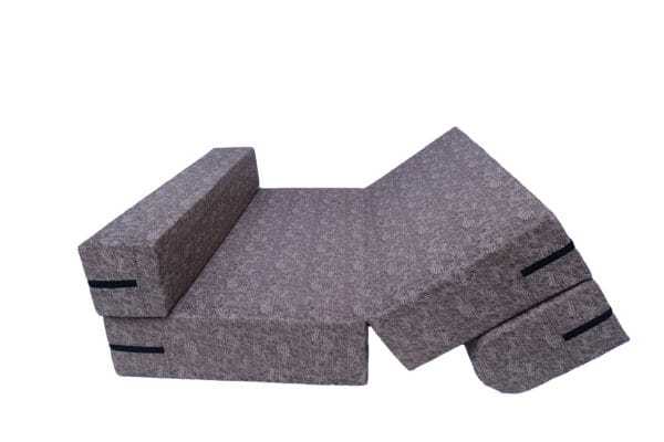 Premium Foam Sofa Cum Bed - Metallic Grey with Texture – Foldable, Space-Saving, and Comfortable